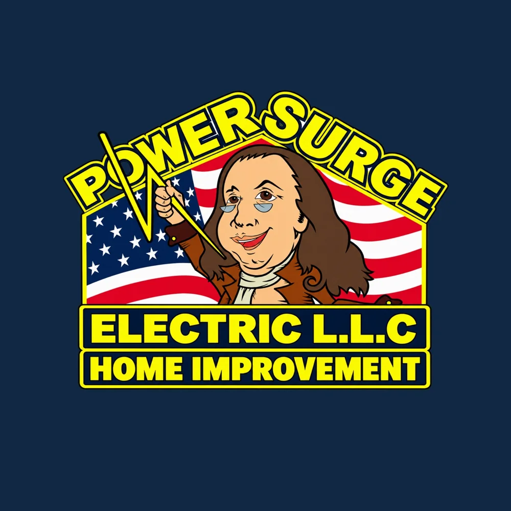Power surge electric LLC logo with American flag