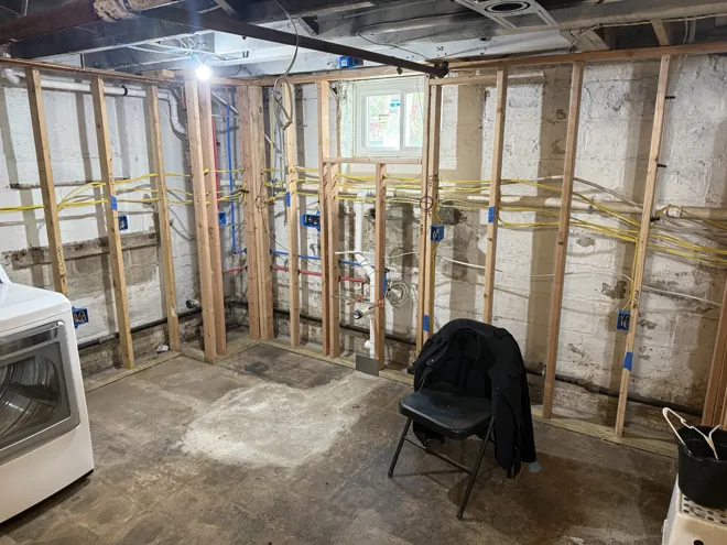 Basement renovation · Union — Framing & wiring