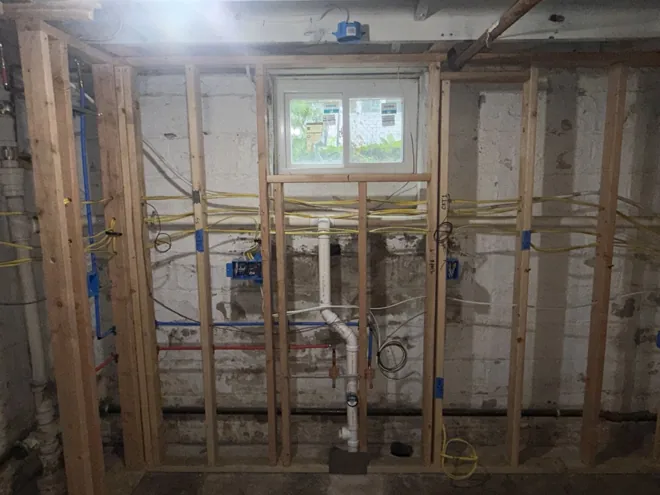 Basement renovation · Union — Wall framing