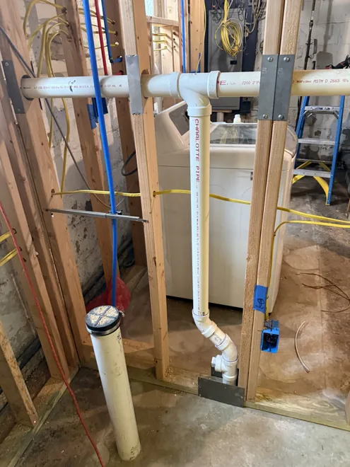 Basement renovation · Union — Bathroom plumbing rough-in