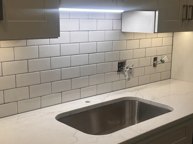 Kitchen backsplash & under-cabinet lighting — Tile & lighting