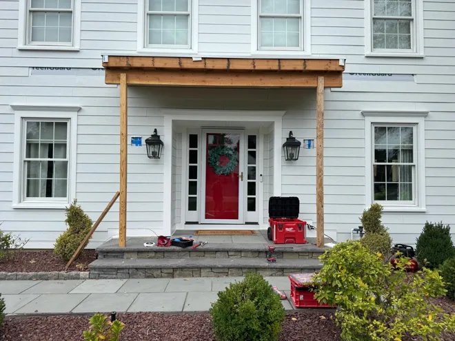 Exterior lighting & entry details — Entrance framing · work in progress