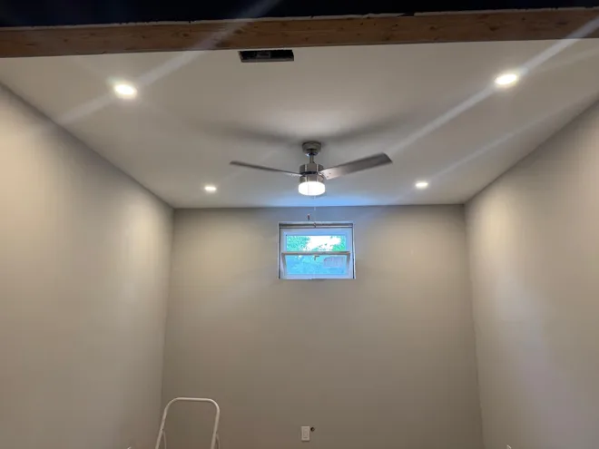 Basement renovation · Union — Recessed lighting & ceiling fan · finishing stage