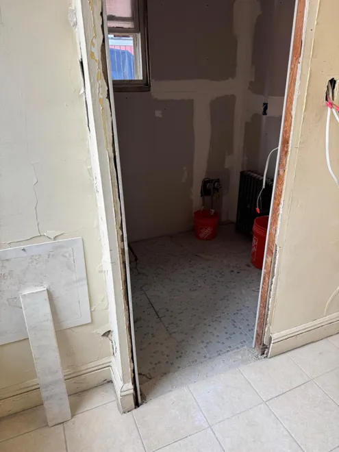 Interior renovation · opening the walls — Bathroom preparation